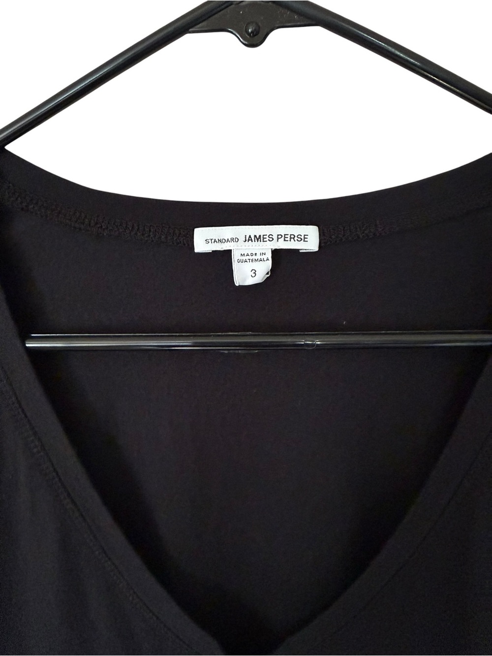 Standard James Perse Deep V-Neck T-Shirt Black Dress Size 3/Large - Picture 4 of 6